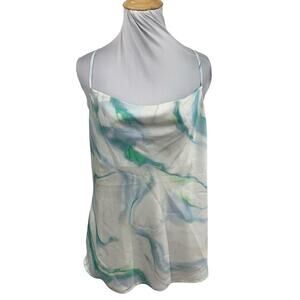 Express Top Womens M Medium Abstract Marble Satin Racerback Cowl Neck Cami